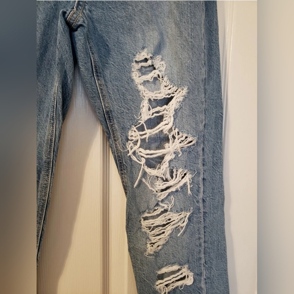 ♥️ AMERICAN EAGLE WOMEN’S MOM JEAN SIZE 00 COMFORT STRETCH WAISTBAND DESTROYED ♥ - Picture 6 of 11